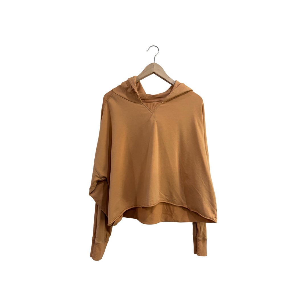 OFFLINE by Aerie Women XL Ginger Orange Cropped Raw Hem Hoodie Sweatshirt
